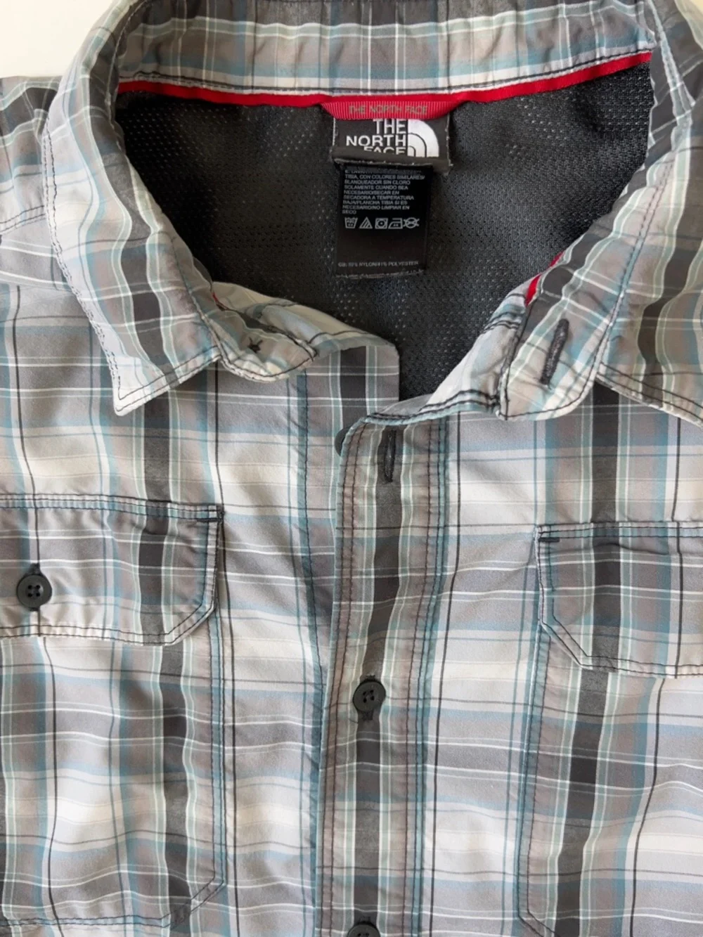 The North Face Gray Plaid Short-Sleeve Button Shirt